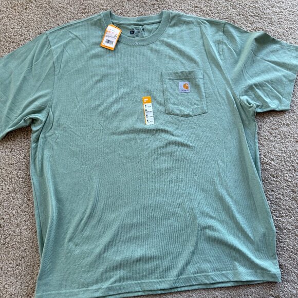 Mens NEW w TAGS Lt GREEN CARHARTT Pocket t shirt XL Loose fit Short Sleeve - Picture 3 of 3